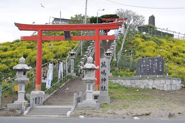 この階段から島に上ります。