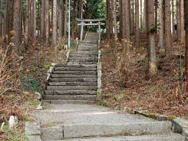 黒森神社　１・・・参道入り口から見た石段です。