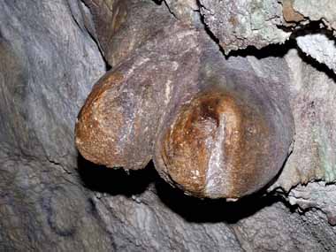 内部の鍾乳石　９・・・乳房の岩、説明はいりませんね。